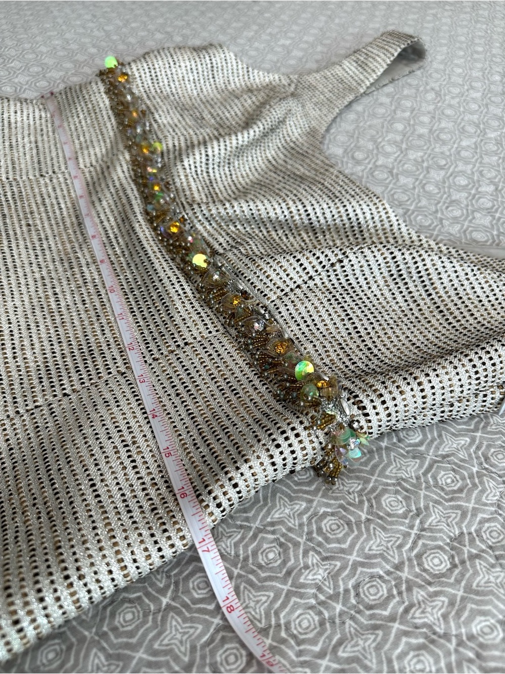 Trina Turk Metallic Tweed Garreth Shift Dress Beaded Embellished Sequins Size 10 - Picture 11 of 14